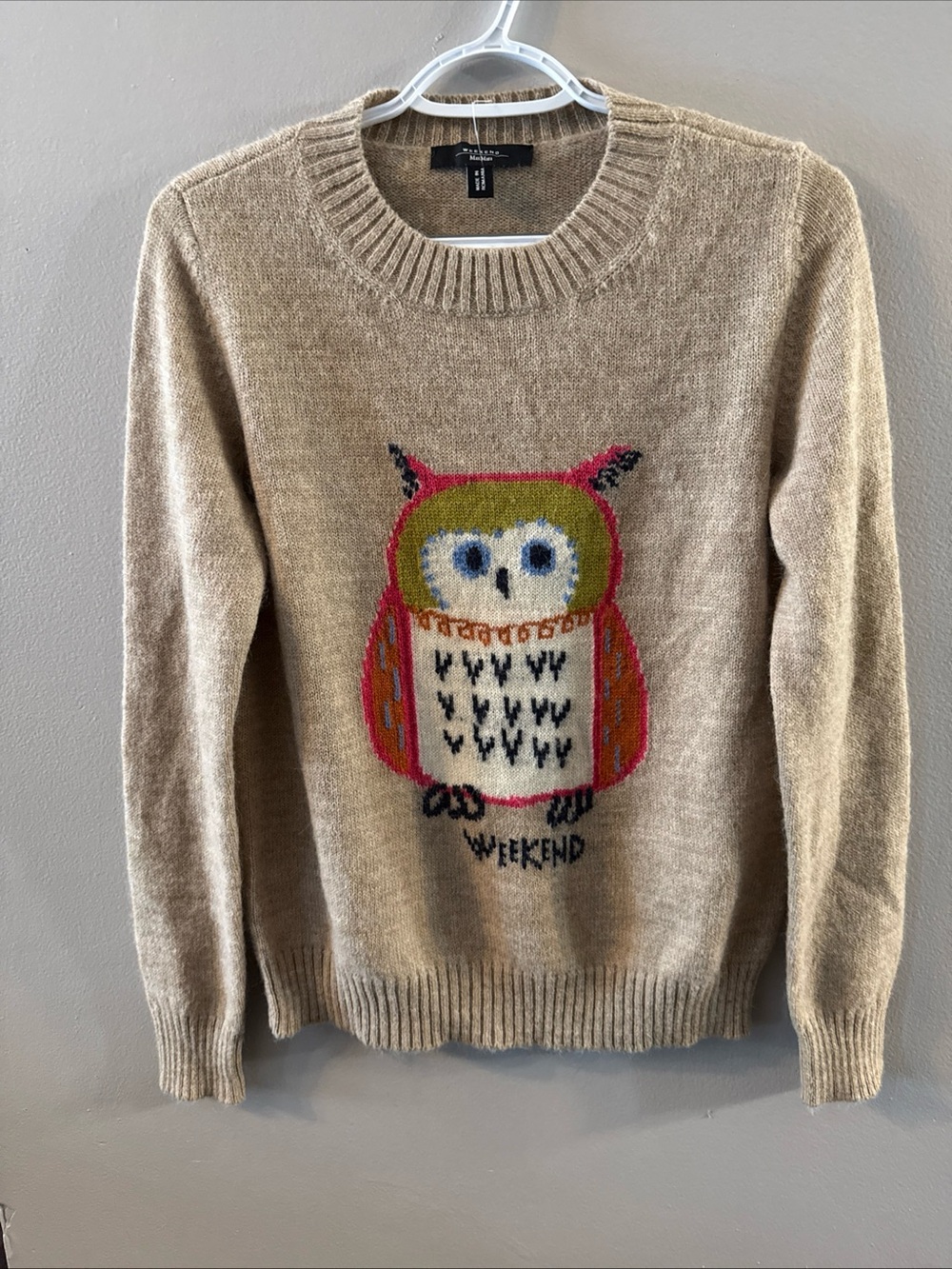 Weekend Max Mara  Italy Mohair Wool Blend Pullover Sweater Brown Womens Sz M S26